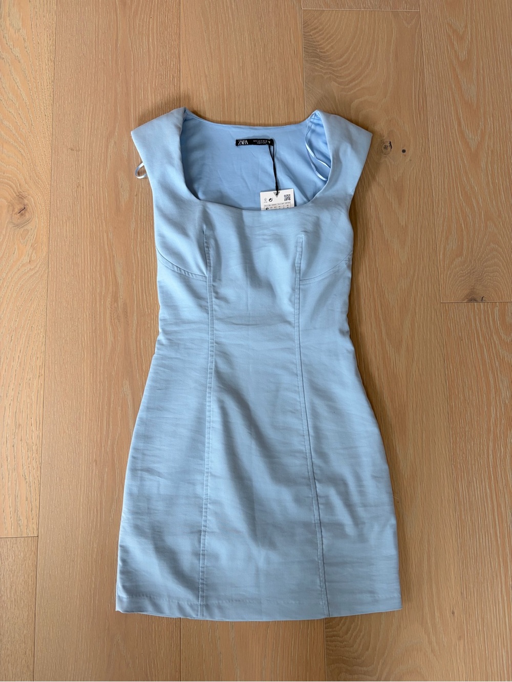 Zara NWT Light Blue Fitted Mini Dress Size S